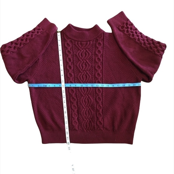 URBAN OUTFITTERS Sweater Women's Size Small Red Cable Knit Pullover Mock Collar - Picture 6 of 9